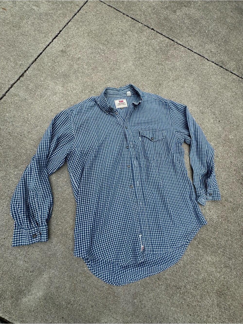 Levi's Blue and White Check Casual Button-Down Shirt